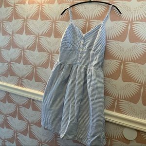 Blue striped tank dress cape cod beach flow stretch back preppy cute